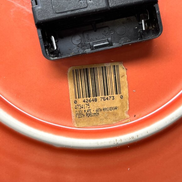 Homer Laughlin 10" Persimmon FIESTA 60th ANNIVERSARY Dinner Plate Wall Clock - Picture 7 of 7